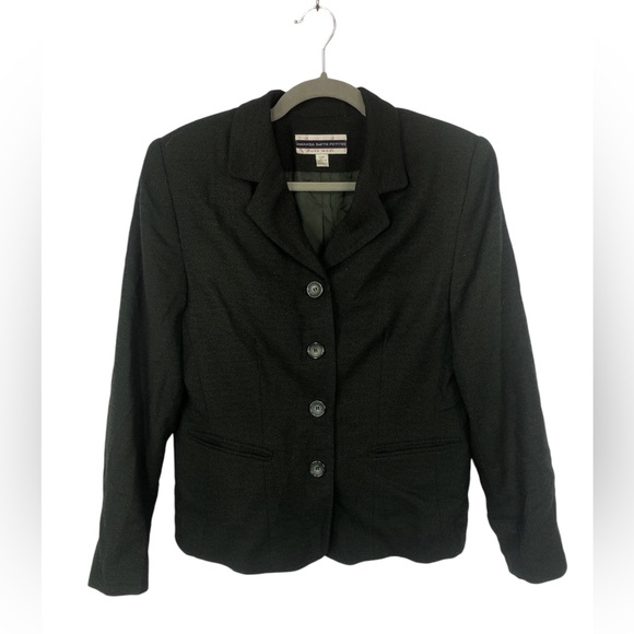 Amanda Smith Jackets & Blazers - Amanda Smith Petites Wool Blazer Hunter Green Tweed Classic Style
